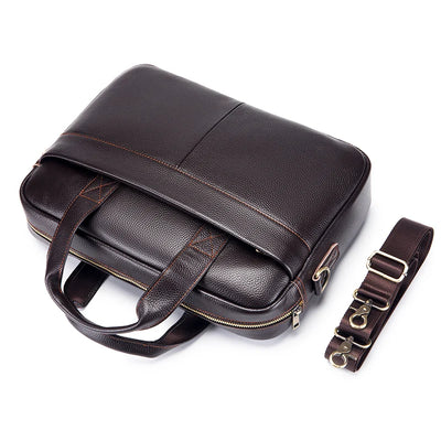 Hot selling men's bags, leather handbags, men's top layer cowhide briefcase, 14 inch computer file bag