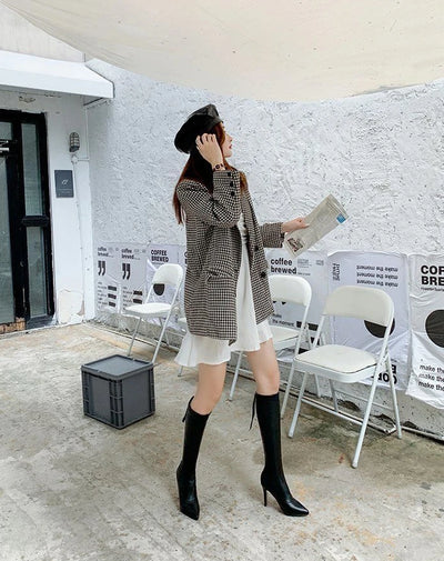 Women's Boots Elegant Heeled Long Footwear Winter Knee High Shaft Heels Shoes for Woman Pointed Toe Tassel Chic Fashion 2024 Hot