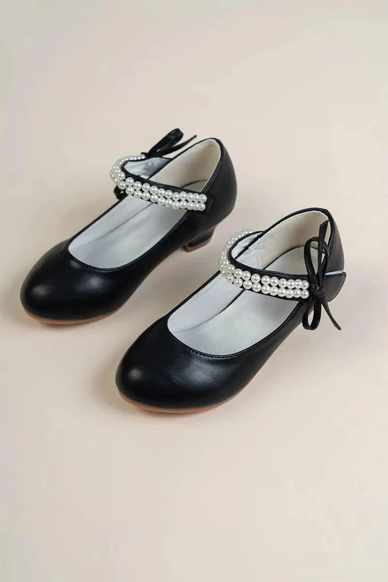Pearl Crystal Princess Leather Shoes| High Heel Shoes For Kids, Girls, Teen Party | Wedding | Formal Sandals
