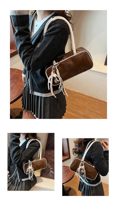 Designer Bowling Tote Women's Oversized Shoulder Bag, High-Capacity Office Handbag, Fashionable Minimalist Crossbody Purse