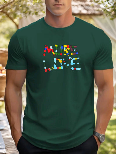 T Shirts For Man MUER LOVE 100% Cotton Graphic Printing Summer Round Neck T-Shirt Casual Breathable Street Style Daily Top