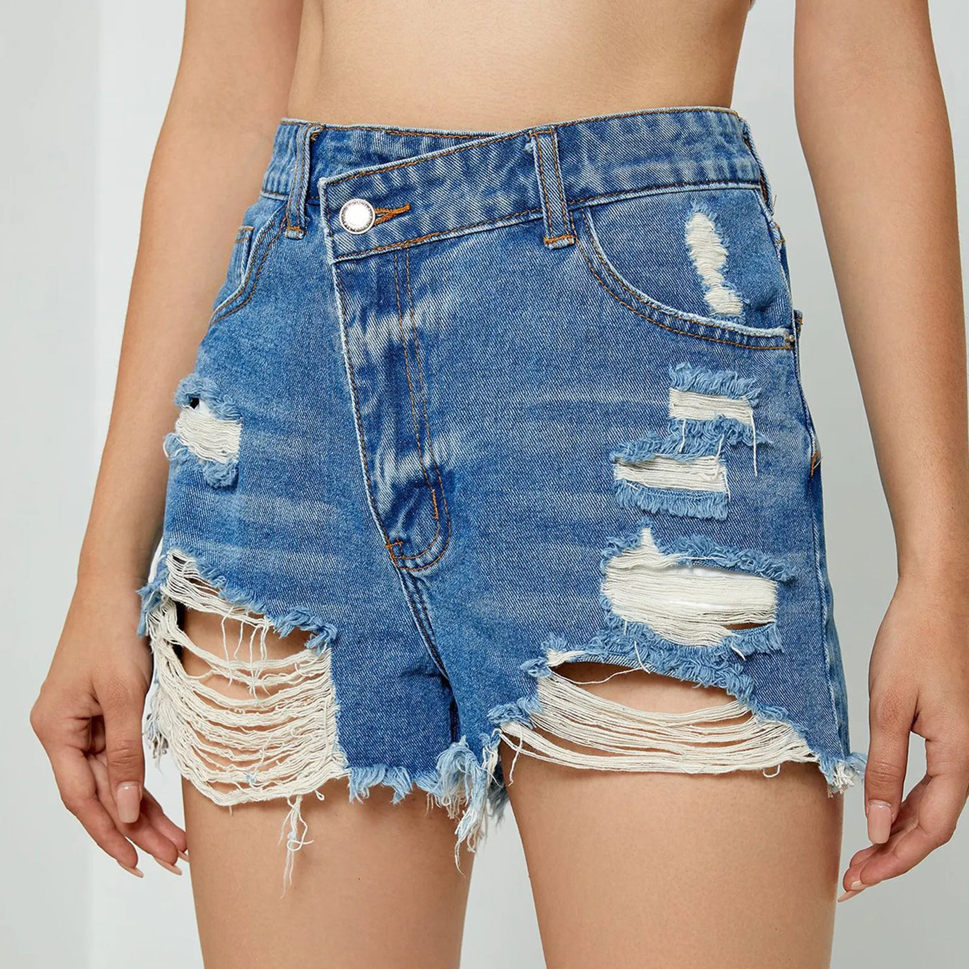 Denim shorts Pants For Women Fashion High Waist Slim Fit Distressed Denim Ripped Holes Shorts Ropa De Mujer Y2k Clothing 2000s