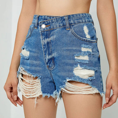 Denim shorts Pants For Women Fashion High Waist Slim Fit Distressed Denim Ripped Holes Shorts Ropa De Mujer Y2k Clothing 2000s