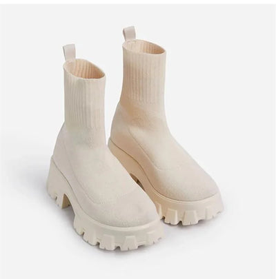 Women Boots Autumn Winter Boots Slip on Knitted Socks Shoes Women 2022 Platform Boots with Heels Botas De Mujer Female Botines
