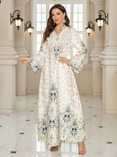 Summer Party Dress for Women Abaya Leopard Print Vestidos Largos 2025 Eid Muslim Caftan Robe Jalabiya Ramadan Morocco Kaftan