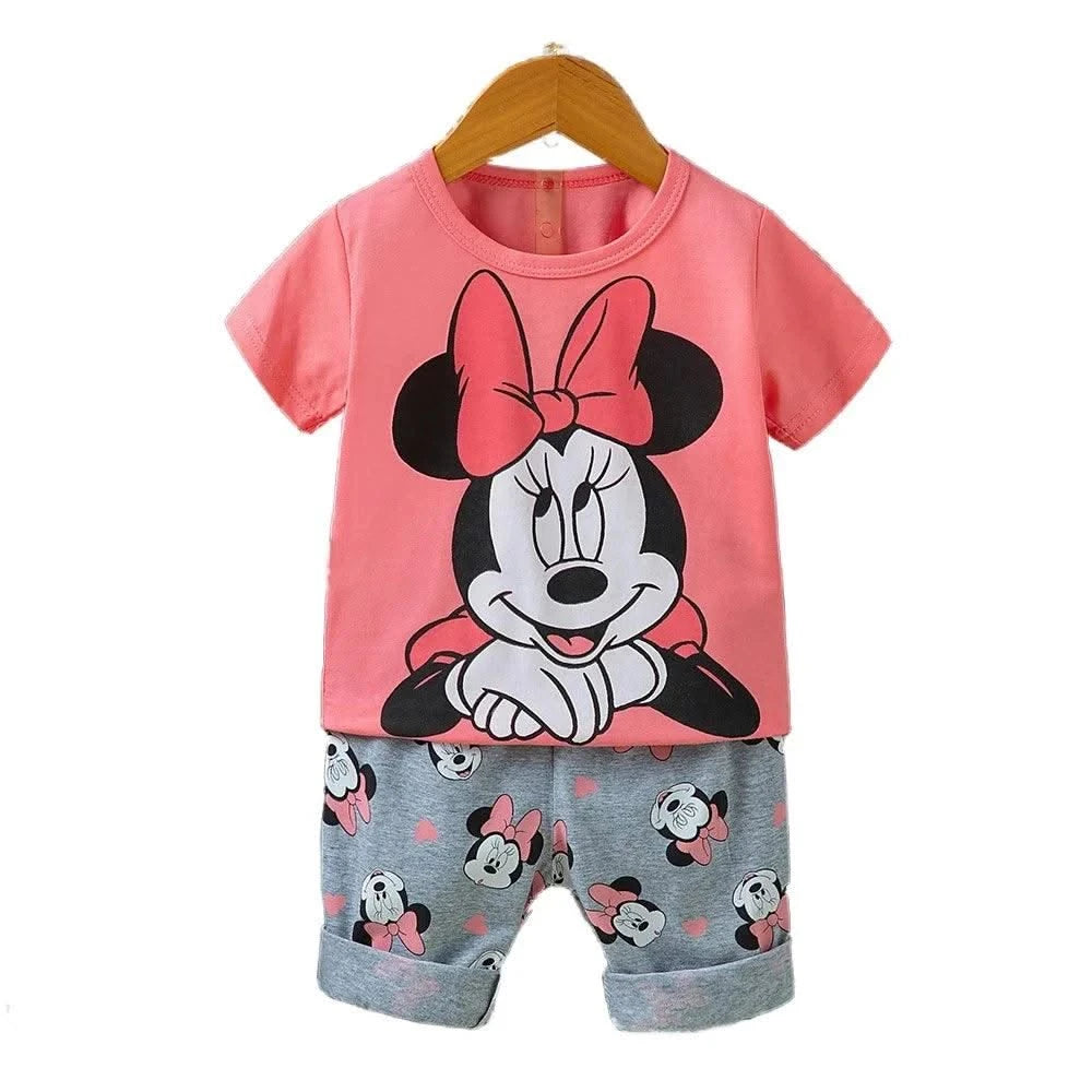 Summer Children Suits For Girls Short Sleeve Sets For Baby Girls Two Clothes T-shirt + Shorts Sets Toddler Clothing