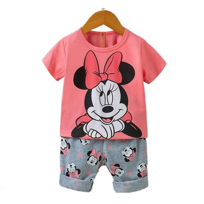 Summer Children Suits For Girls Short Sleeve Sets For Baby Girls Two Clothes T-shirt + Shorts Sets Toddler Clothing