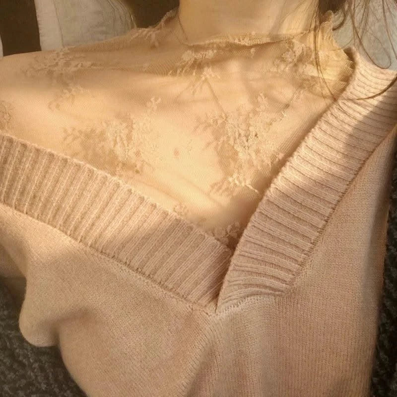 Women Mesh T-Shirts Transparent Lace Blouse Long Sleeve See Through Tops