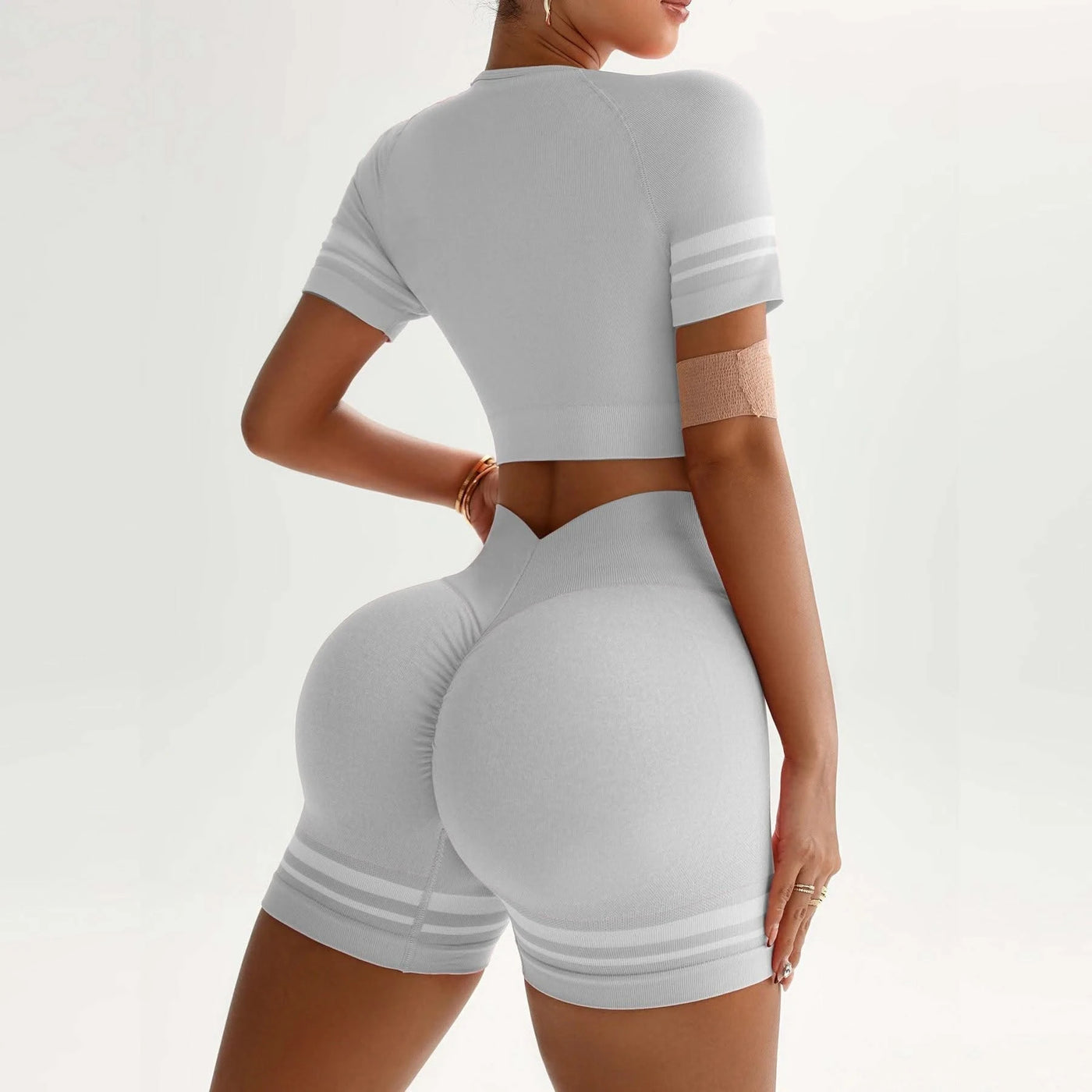 Women Gym V Back Shorts Casual Biker Running