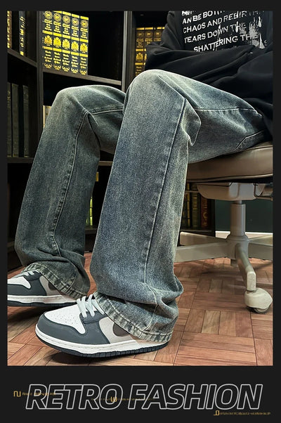Autumn New Men's Jeans Baggy Straight Wide Leg Male Fashion Vintage Denim Pants Men Youth Popular Brand Streetwear Jean Trousers