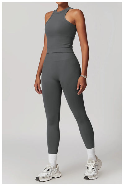 Seamless Athletic Wear Women's Clothes 2 Pieces Yoga Set Workout Sportswear Gym Clothing High Waist Leggings Fitness Sports Suit