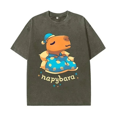 Printed T-shirt for Men and Women 2025 100% Cotton Soft Loose Casual Short Sleeved Animal Pattern T-shirt Cute Animal Fun Top