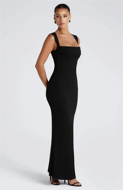 Royal Style Square Collar Sleeveless Sexy Maxi Dress For Women