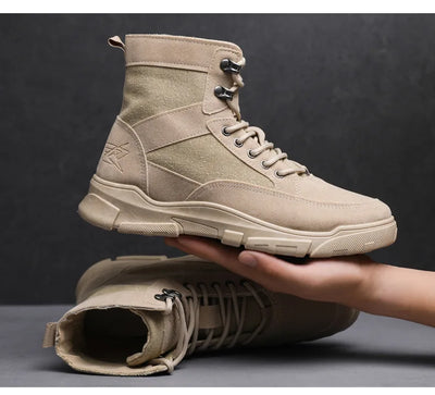 Outdoor Training Men's Tactical Boots High-Top Desert Shoes Camouflage Climbing Hiking Shoes for Men Canvas Platform Ankle Boots