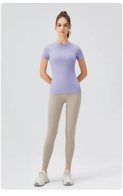 2024 Women Sports Shirt Tight Yoga top Quick Dry Gym Top Outdoor Short Sleeve Running Sportswear Women T-shirts - Elanique