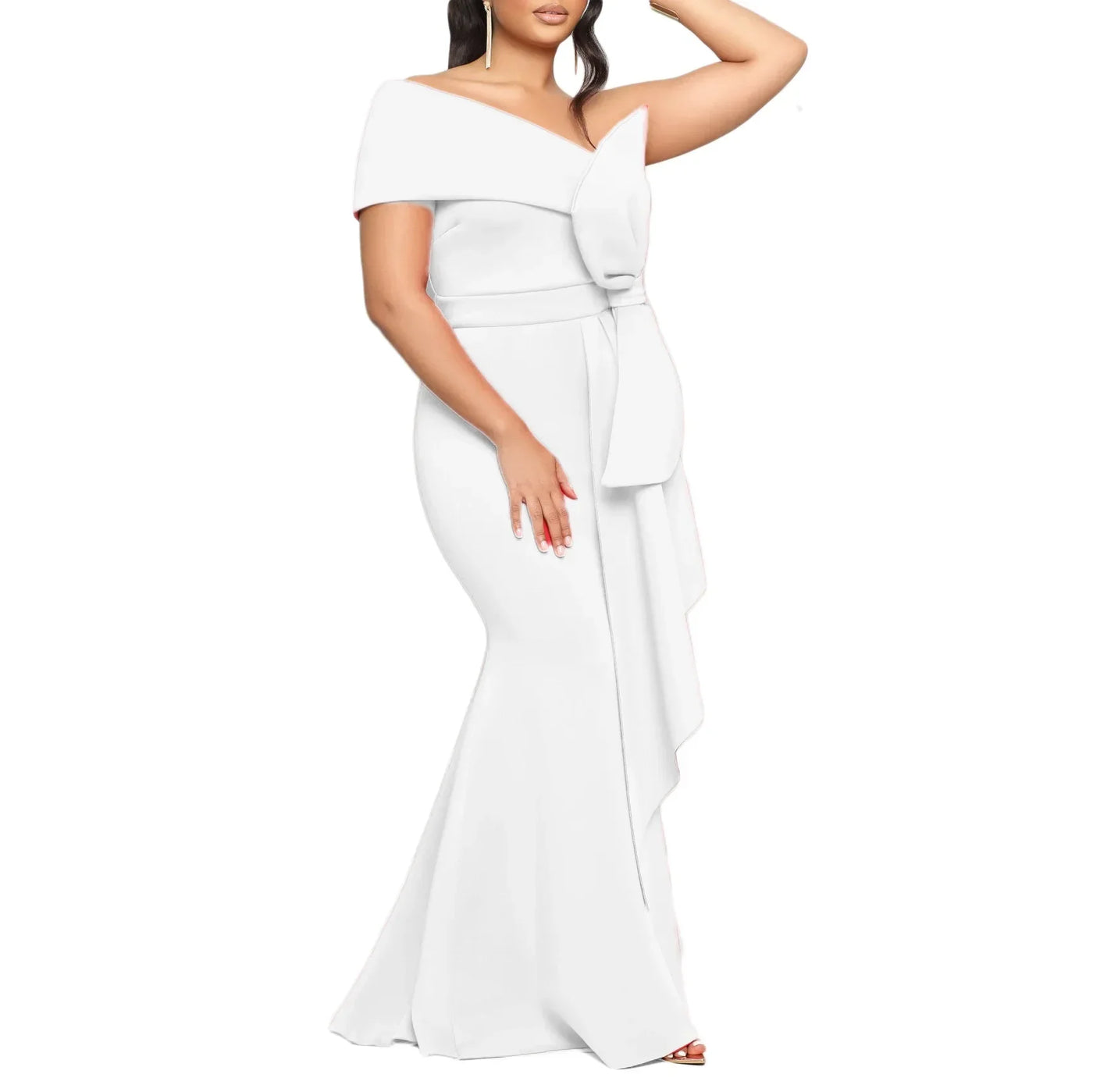Elegant Dresses for Women 2024 New One Shoulder Ruffles Mermaid Floor Length Luxury Female Birthday Party Dinner Vestidos Mujer