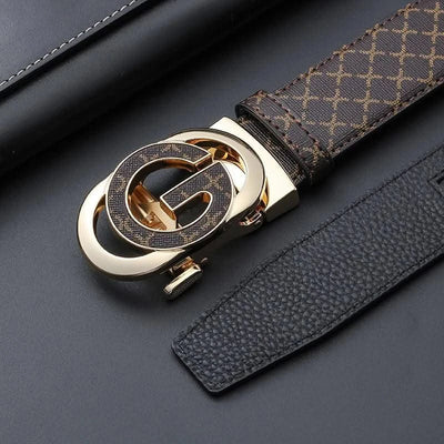 Men's Genuine Leather Belt With Automatic "G" Buckle - Fashionable Business Casual Style