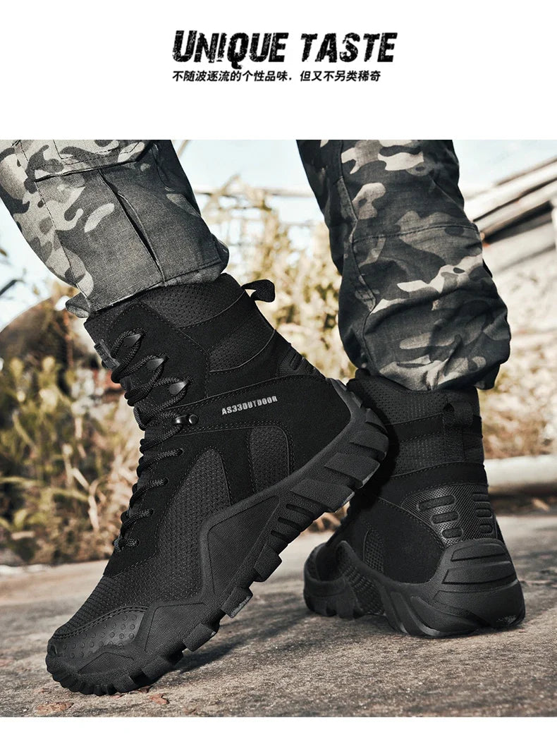 New Men Tactical Boots Lace Up Waterproof Climbing Hiking Shoes Motorcycle Training Army High Quality Hunting Unisex Desert Boot