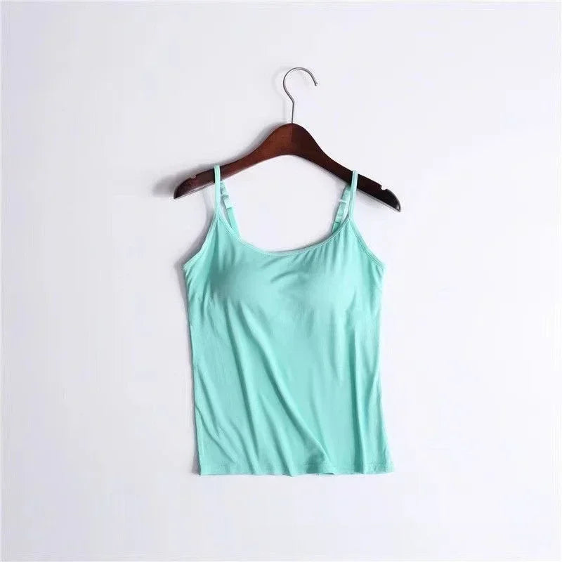 Higher Quality Solid Padded Bra Sexy Women Tops Camisole Top Women Vest Women Camisole with Built in Bra Cami Top Vest Tank Top