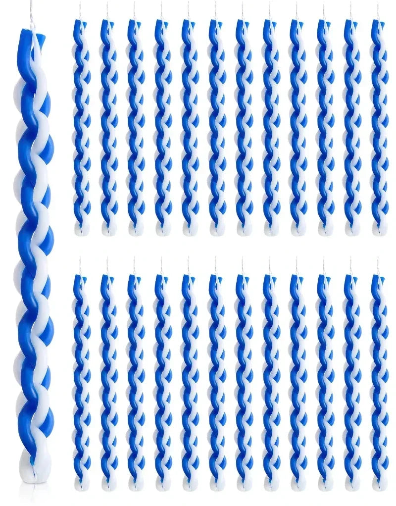 1PACK White and Blue Braided Candle Havdalah Candle Lighting Shabbat Candles Handcrafted Candles Judaica Gift