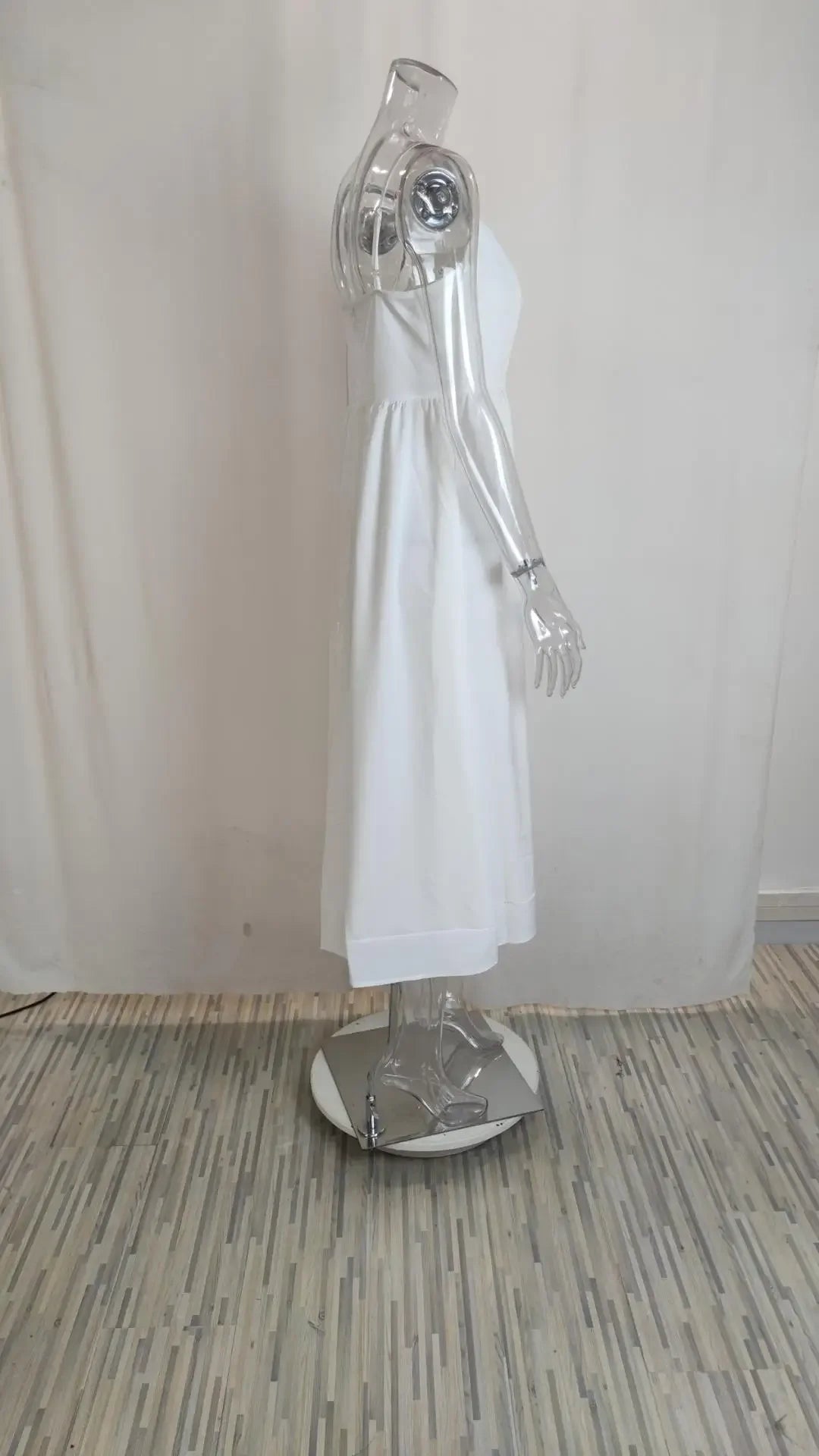 Women's Off The Shoulder Midi Dress 2024 Summer New Solid Color Sexy U-Neck Strap Large Swing Dress For Women Vestidos De Mujer