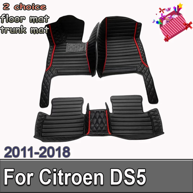 Car Floor Mats For Citroen DS5 DS 5 2011~2018 Durable Anti Dirty Pad Rugs Luxury Leather Mat Carpets Car Accessories