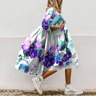 Dresses For Women 2023 Autumn New Loose Color Printed Vestidos Fashion Casua Party Vacation Ladies Bohemian Beach Dress MsChuh