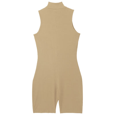 Womens Athletic Tank Bodysuit Sleeveless Front Half Zip Shorts Jumpsuit Leotard Gym Yoga Workout Cycling Sportswear Swimsuit
