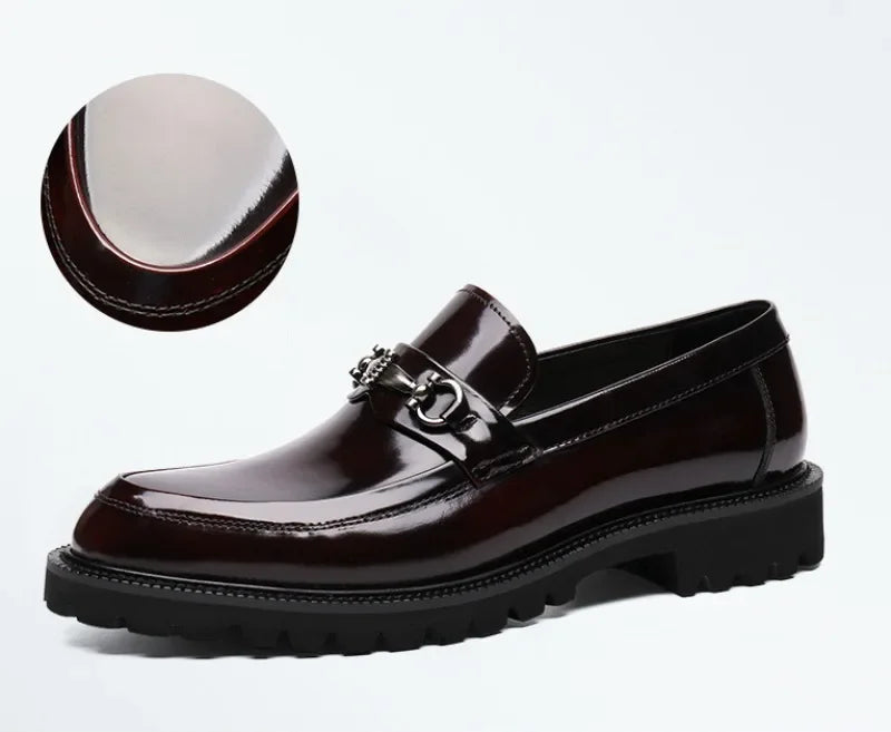 Men's Dress Leather Shoes Horse Street Buckle High Quality Men's Oxford Shoes Wedding Party Office Formal Shoe Large Size 38-48