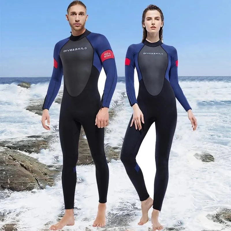 New 3mm Neoprene Wetsuit  One-Piece Suits Keep Long Sleeved Warm Surf Scuba Diving Suit Sunscreen  Beach Snorkeling Swimsuit