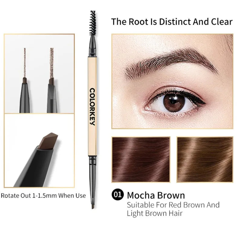 Colorkey Eyebrow Cosmetics Pencil Waterproof Double-headed Brows Liner Definition Natural Long Lasting Makeup Paint
