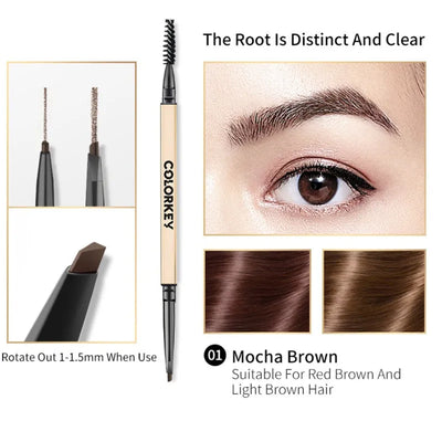 Colorkey Eyebrow Cosmetics Pencil Waterproof Double-headed Brows Liner Definition Natural Long Lasting Makeup Paint