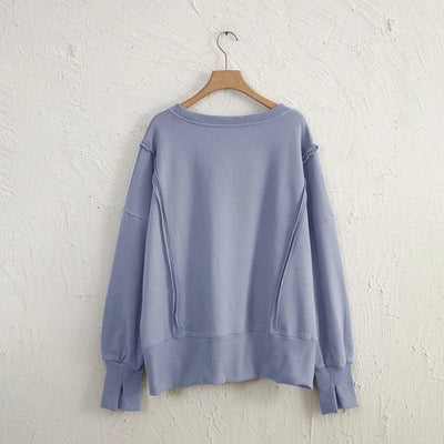 Oversized 100% Cotton Women Sweatshirts Long Sleeve Patchwork Open Side Streetwear Harajuku Pullovers Autumn Clothes For Women