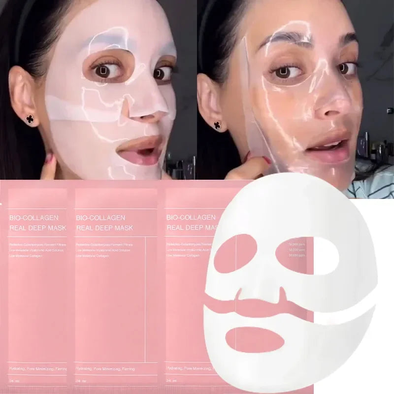 Bio Collagen Facial Mask Shrink Pores Deep Hydrating Overnight Mask Moisturizing Refreshing Brightening Face Korean Skin Care