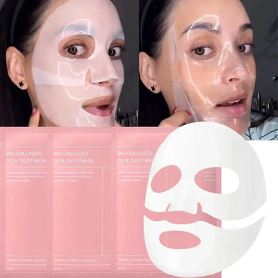 Bio Collagen Facial Mask Shrink Pores Deep Hydrating Overnight Mask Moisturizing Refreshing Brightening Face Korean Skin Care