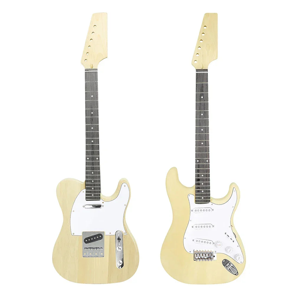 DIY Electric Guitar Kit 6 Strings 22 Frets Basswood Neck Body Electric Guitar DIY Guitarra with Strings Tuner Connecting Cable