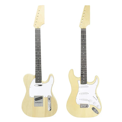 DIY Electric Guitar Kit 6 Strings 22 Frets Basswood Neck Body Electric Guitar DIY Guitarra with Strings Tuner Connecting Cable