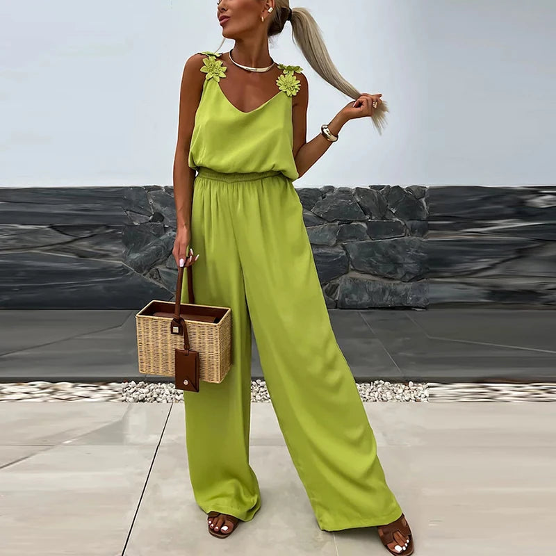 Female Jumpsuit For Women Casual Summer Solid Loose Long Pants Jumpsuit Women Bohemian Rompers Jumpsuit Overalls Female