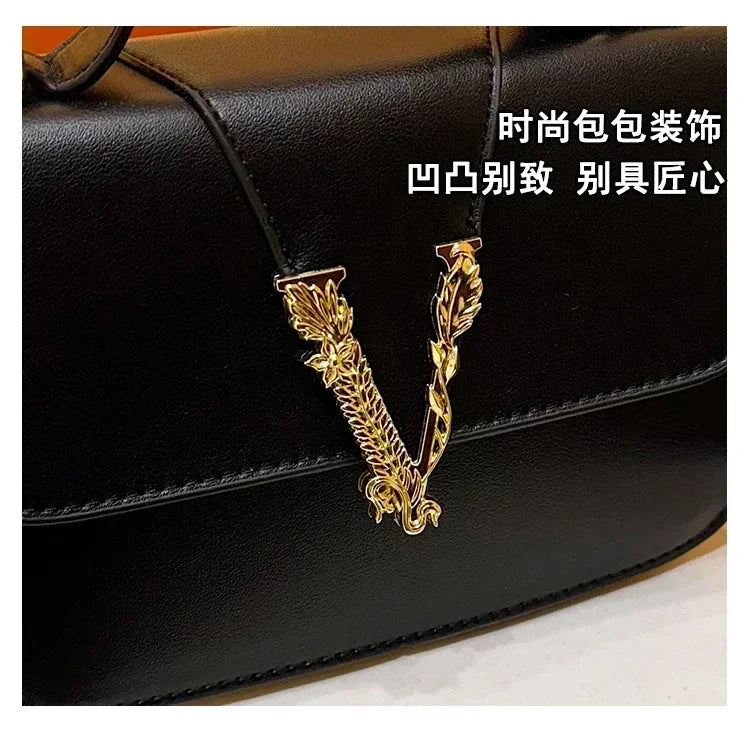 Designer 2025 Women's Luxury Solid Color Leather Handbag Fashion Crossbody Shoulder Purse Elegant Tote Handbag