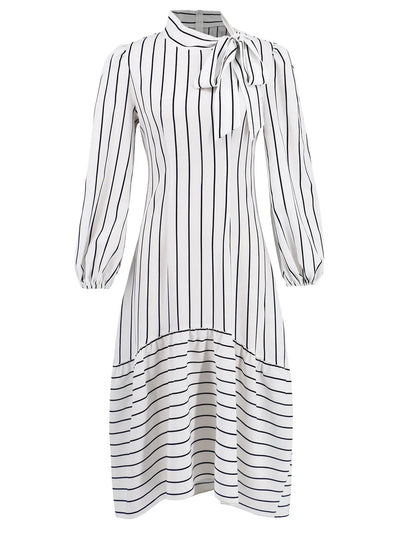 Women's Dresses Formal Fashion Office Lady Professional High-end Stand-up Collar Thin Striped Party Dress Vestidos De Mujer