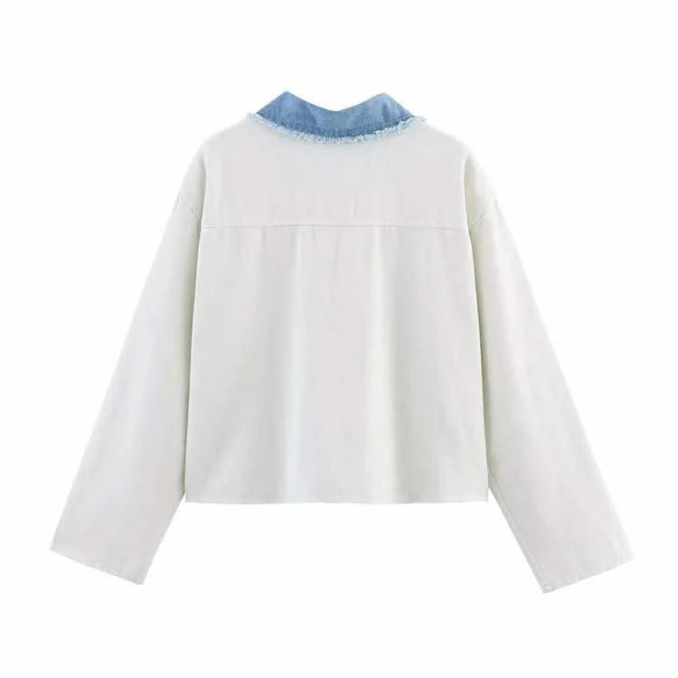 HipSeam Patchwork Bomber Jacket Women Casual Denim Women's Short