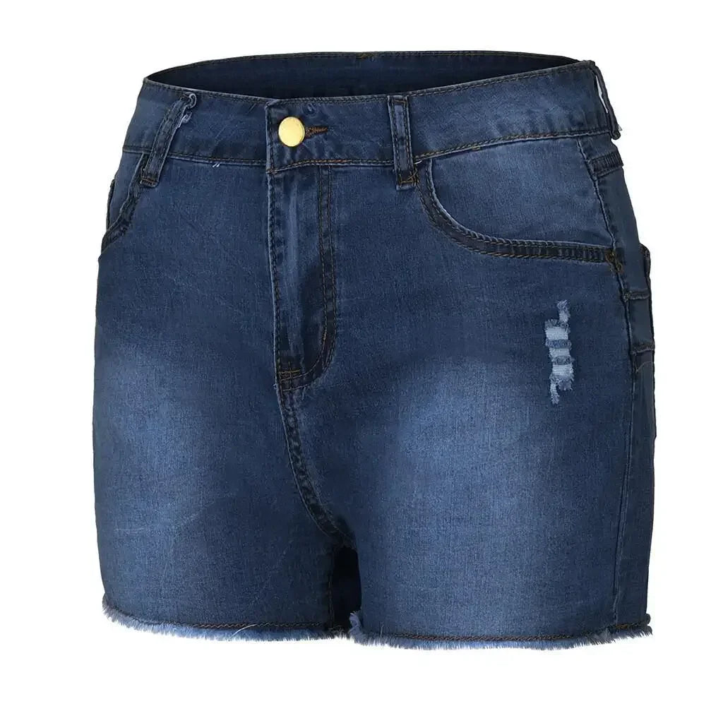 Shorts Denim Washed Women Jeans Tassel Solid High Waist Pockets Sexy Skinny Distressed 2025 Vintage Streetwear Spliced