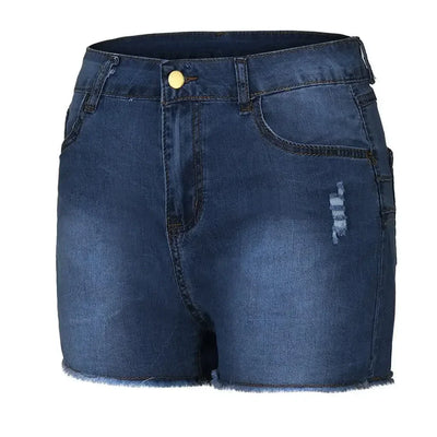 Shorts Denim Washed Women Jeans Tassel Solid High Waist Pockets Sexy Skinny Distressed 2025 Vintage Streetwear Spliced