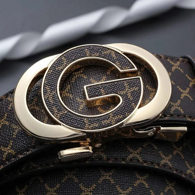 Men's Genuine Leather Belt With Automatic "G" Buckle - Fashionable Business Casual Style
