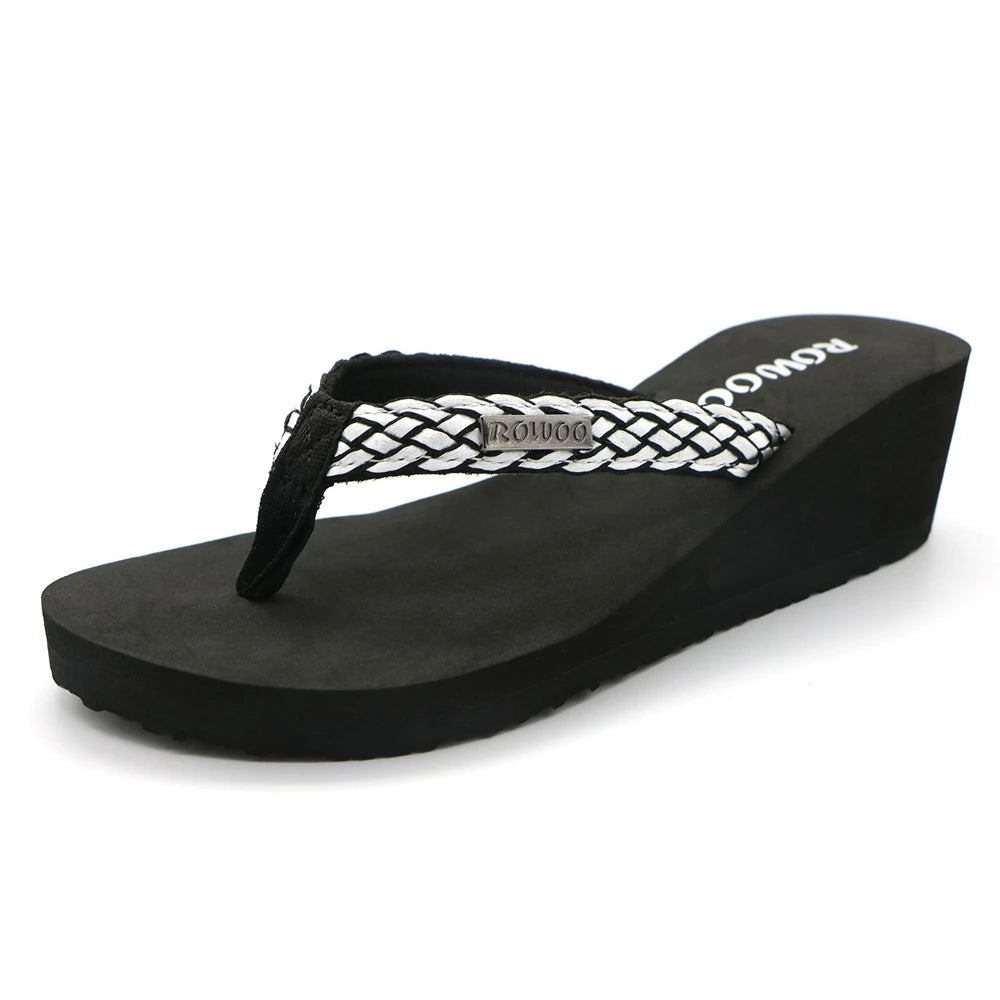 Fashion Clip Toes Flip Flops Women Wedge Sandals Summer Casual Beach Slippers Waterproof 5cm Platform Sandals Female Footwear