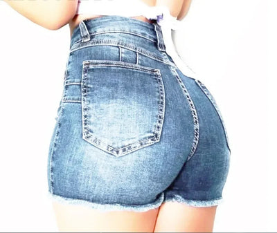 Shorts Denim Washed Women Jeans Tassel Solid High Waist Pockets Sexy Skinny Distressed 2025 Vintage Streetwear Spliced