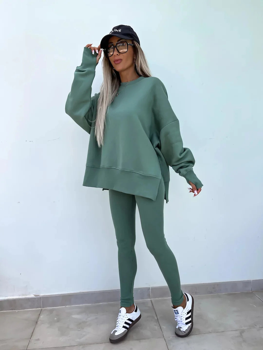 Lounge Sets for Women Two Piece Travel Outfits Sweatsuits Autumn Winter Fashion 2024 Trendy Loose Oversized Tee Tight Trousers