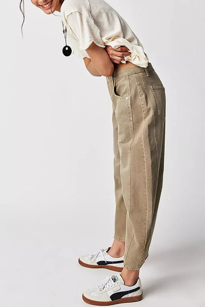 Midiross High Stretch Mid-Rise Barrel Jeans Fashion wide Leg Shape Women Casual Baggy Mid Waist Denim Jeans
