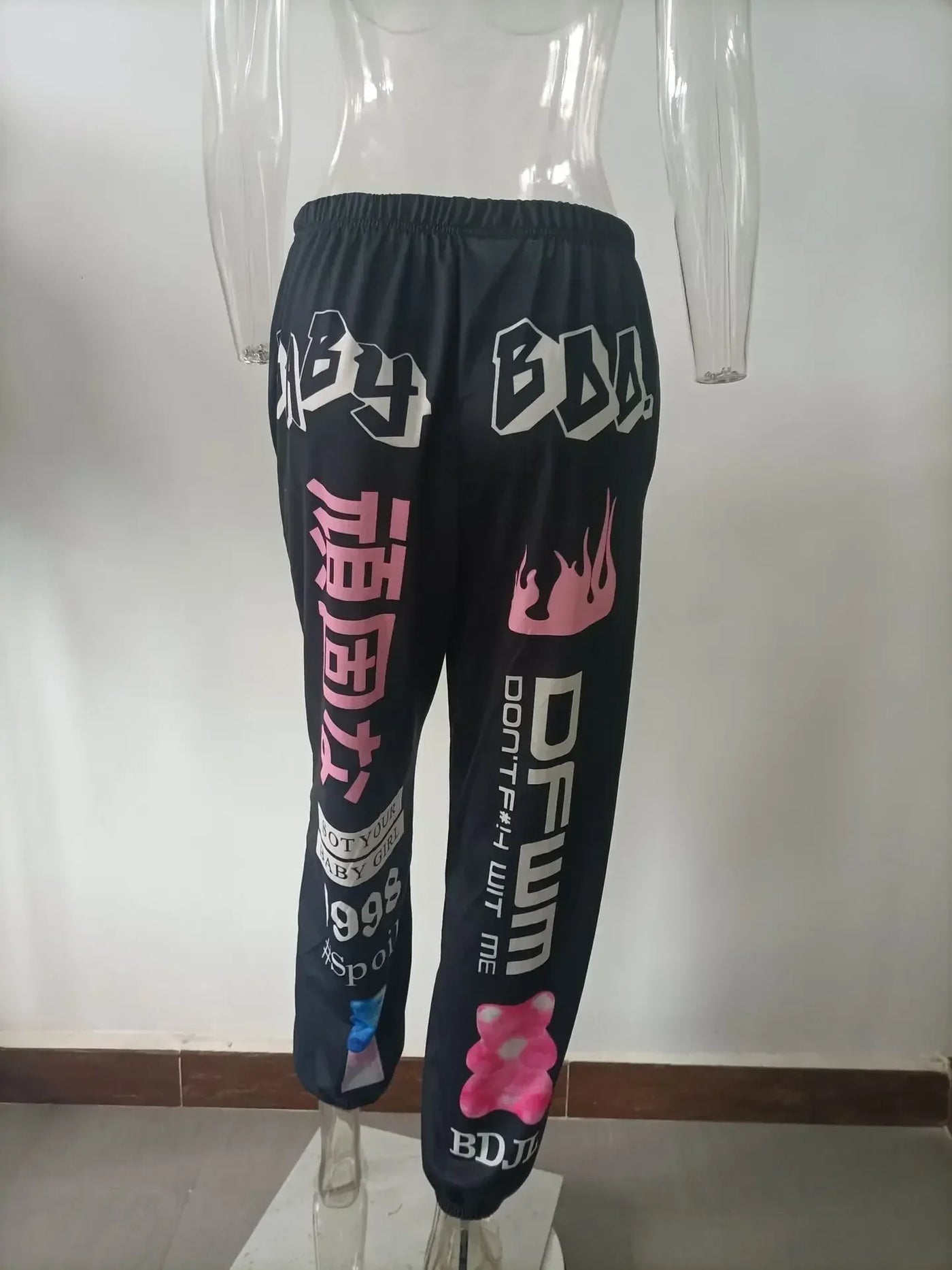 2024 New Women Fashion Elastic Waist Sports Casual Harem Pants Femme Joggers Trouser Printed Sweatpants