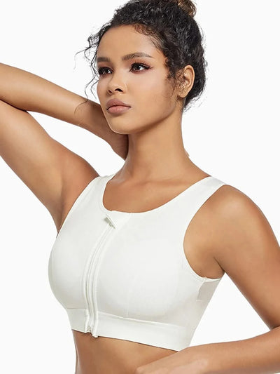 Plus Size Sports Bra for Women High-Strength Shock-Absorbing Gathering Top Running Zipper No Steel Bracket Underwear Yoga Vest